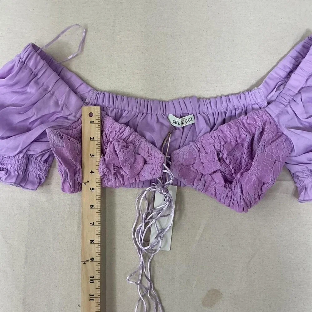 CELLECI lavender‎ lace crop top_3